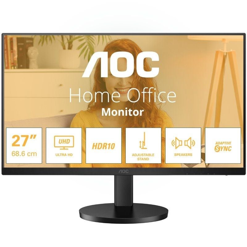 Monitor Profesional AOC U27B3AF 27"/ 4K/ Multimedia/ Regulable en altura/ Negro