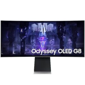 Smart Monitor Gaming Ultraparonámico Curvo Samsung OdysseyG8 S34BG850SU 34"/ UWQHD/ 0.1ms/ 175Hz/ OLED/ Multimedia/ Regulable en altura/Smart TV/Plata